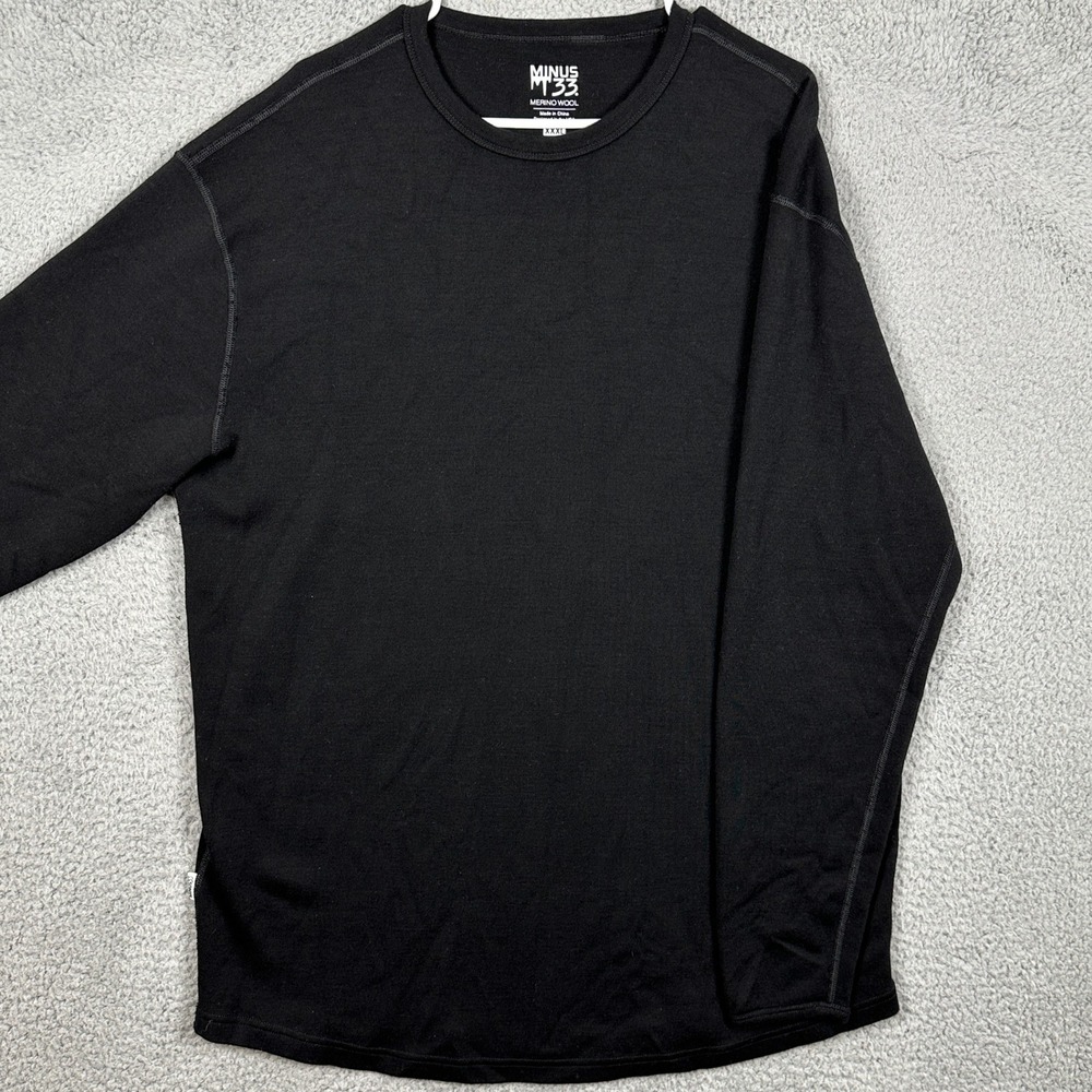 Minus33 Superfine Merino Wool Shirt Long Sleeve Mens 3XL Black Crewneck Pullover
